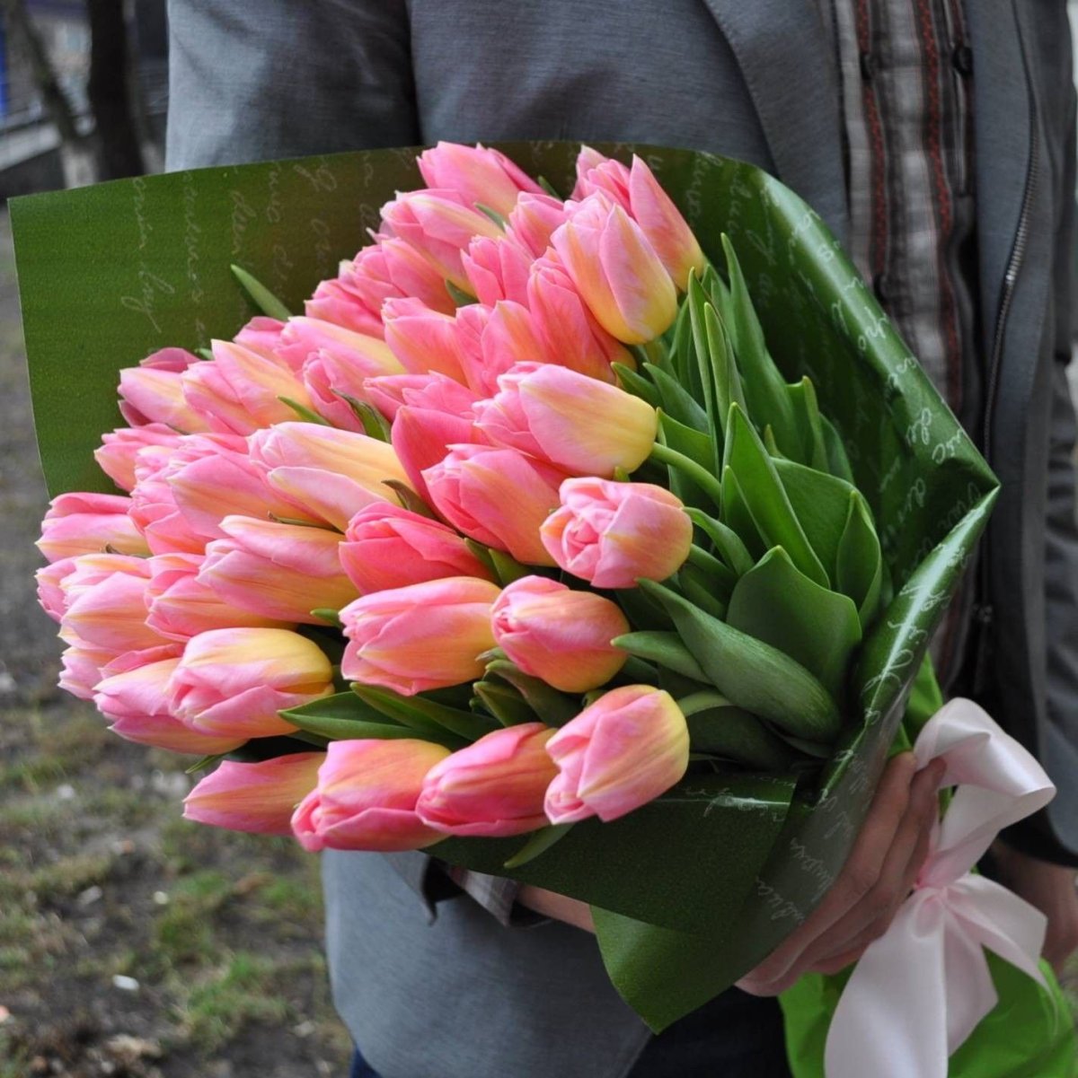 Тюльпаны фото цветов букеты в руках