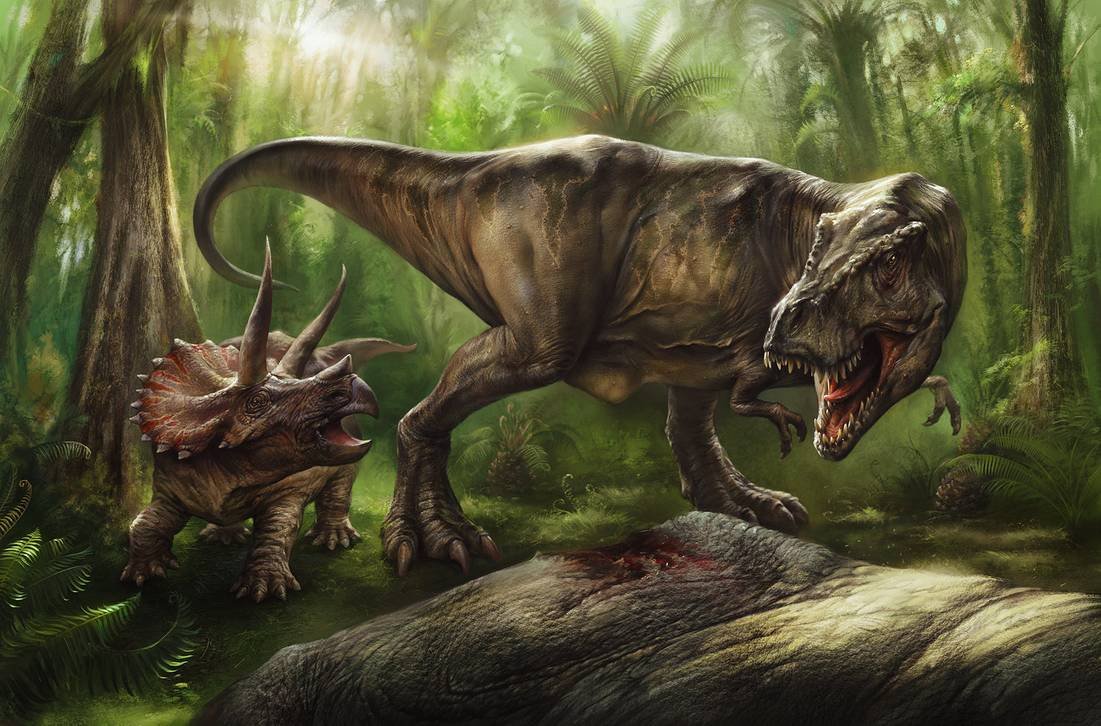 Динозавры Тираннозавр и Трицератопс