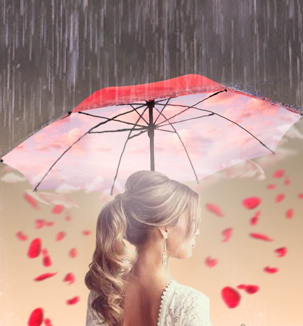 Девушка под зонтом в дождь фото