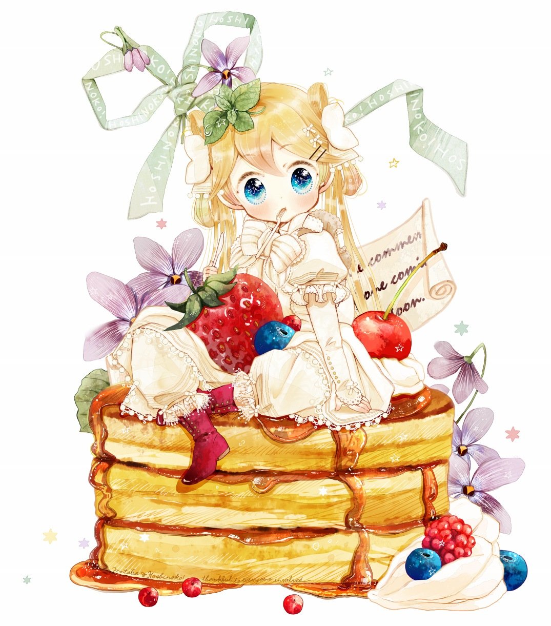 Иллюстрация девушка с тортом