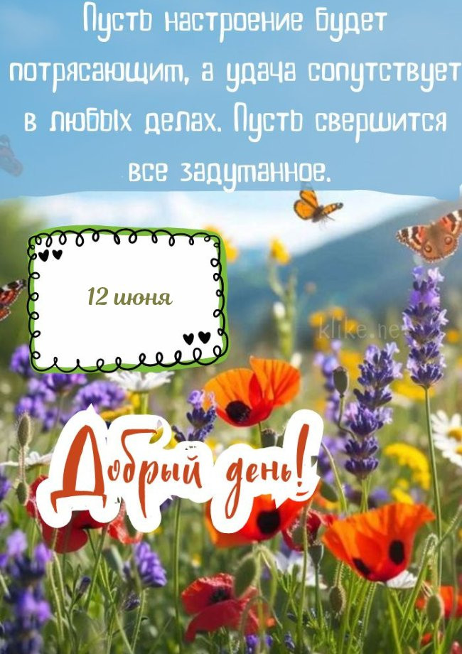 Невероятная открытка на 12 июня хорошего дня!