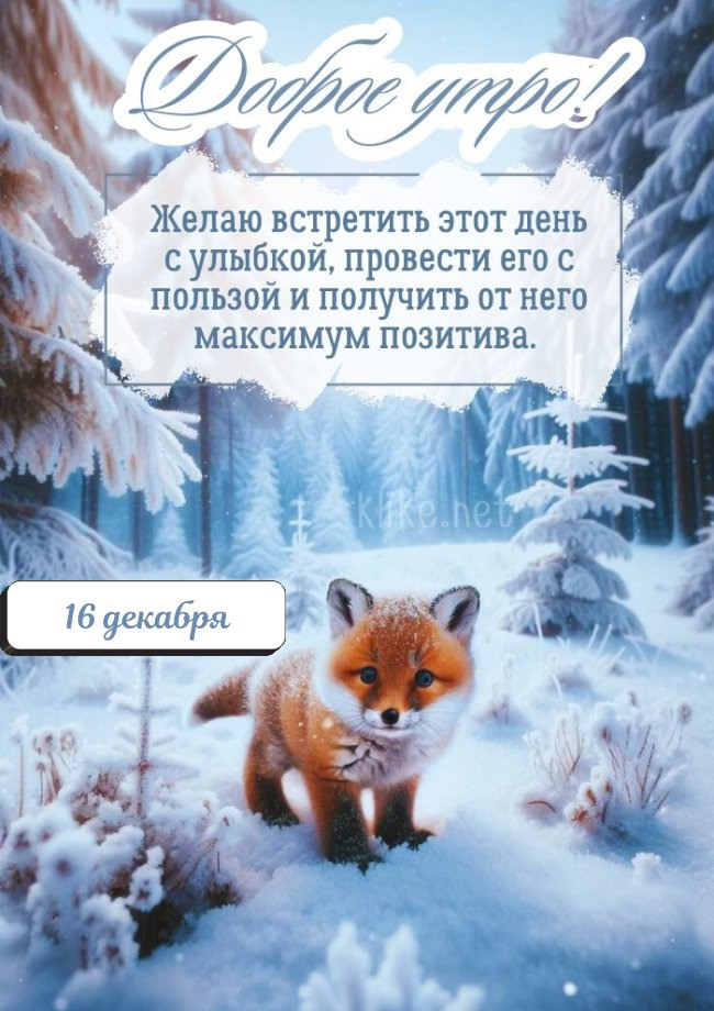 Запоминающаяся открытка доброе утро 16 декабря!